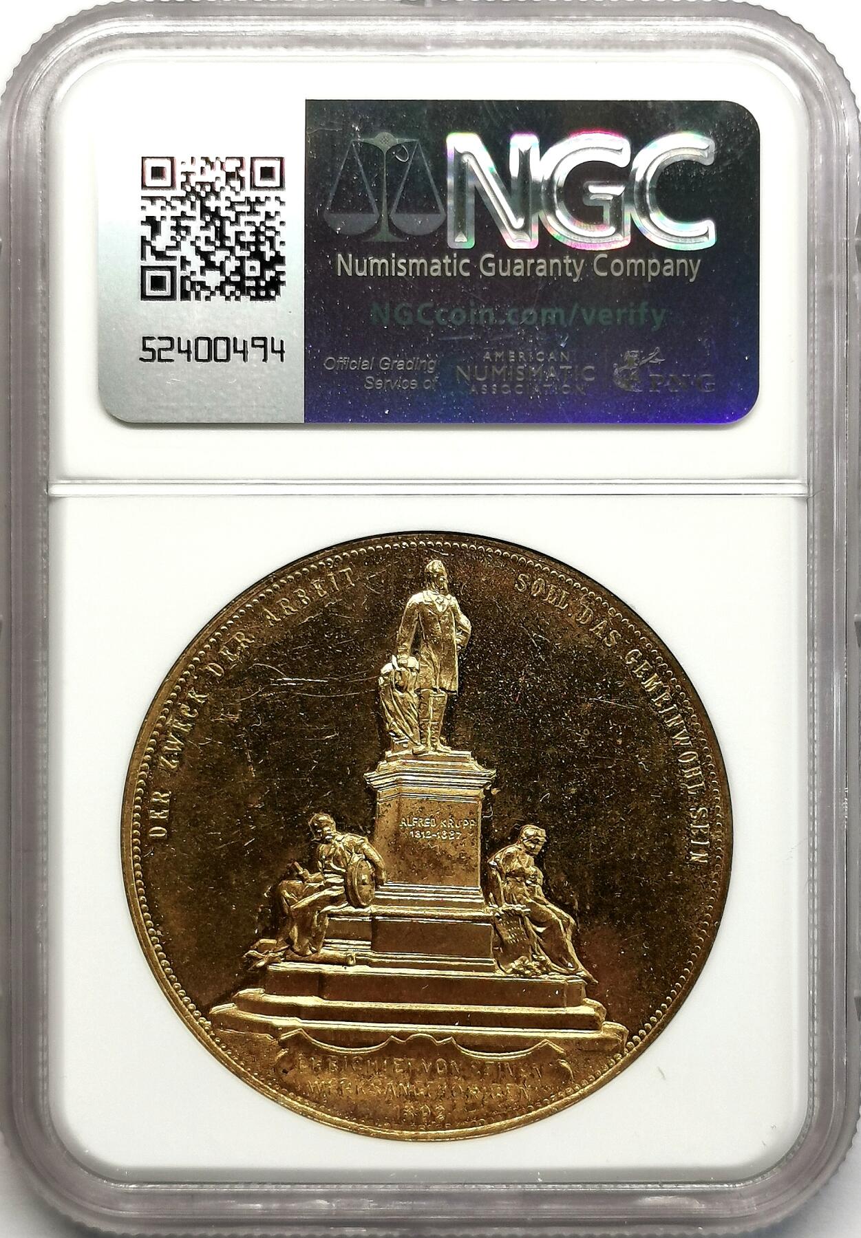 凡希社世界钱币微拍第二百七十三期 1892奥地利克虏珀雕像纪念黄铜章NGC-MS62