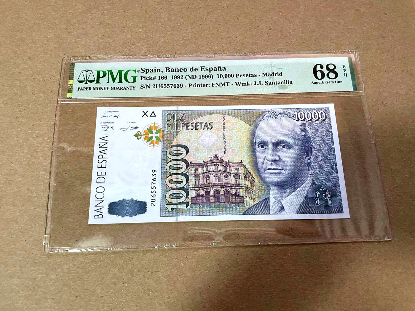 【Blue Auction】✨世界纸币精拍第493期【精】 西班牙 1996年10000比塞塔 PMG68EPQ 超高分少见