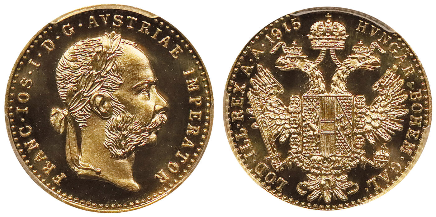 北京阿城哥拍卖2024年春季拍卖会 1915奥地利弗朗茨一世杜卡特金币 PCGS PR69CAM评级编号：48863842