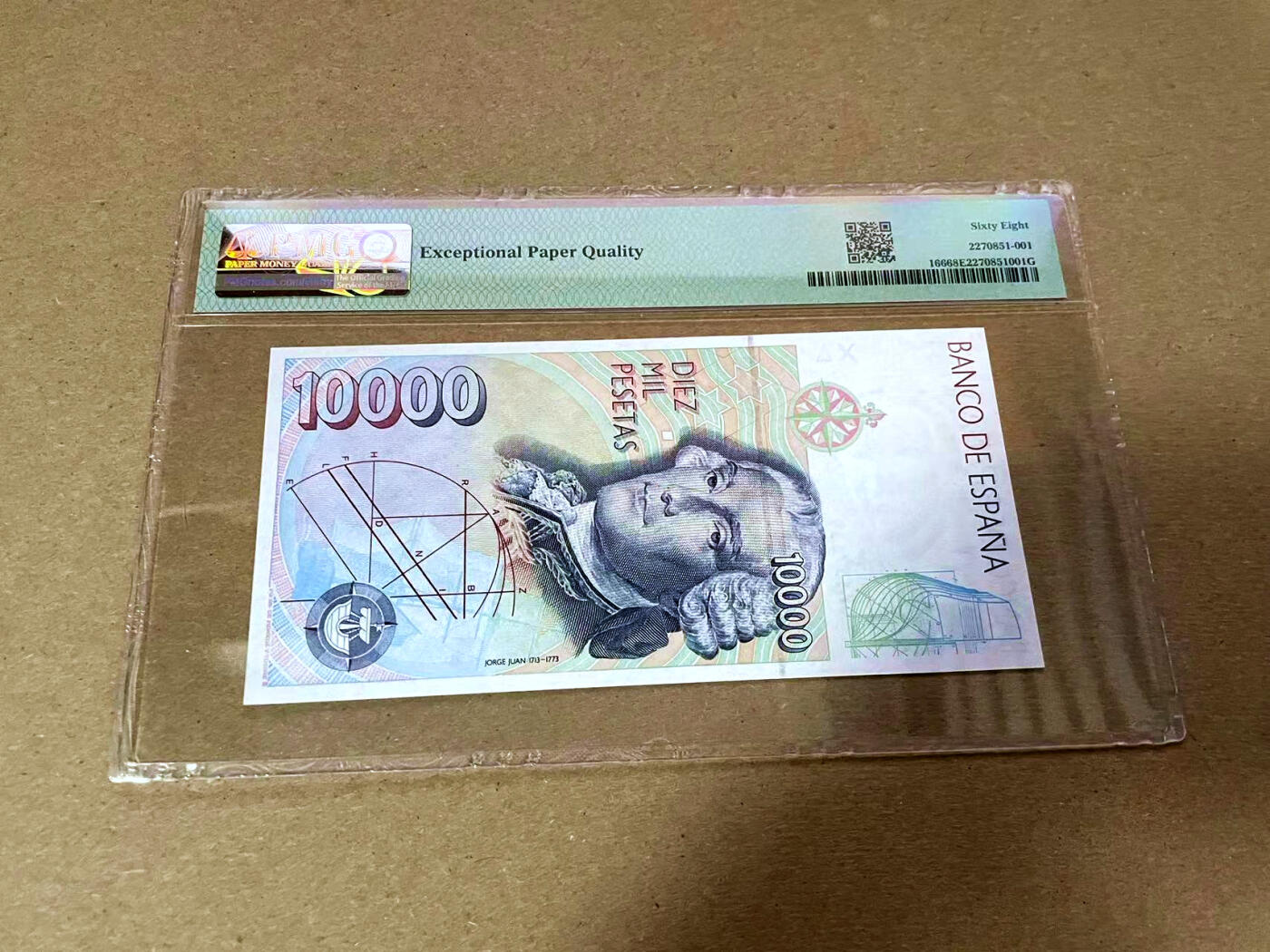 【Blue Auction】✨世界纸币精拍第493期【精】 西班牙 1996年10000比塞塔 PMG68EPQ 超高分少见