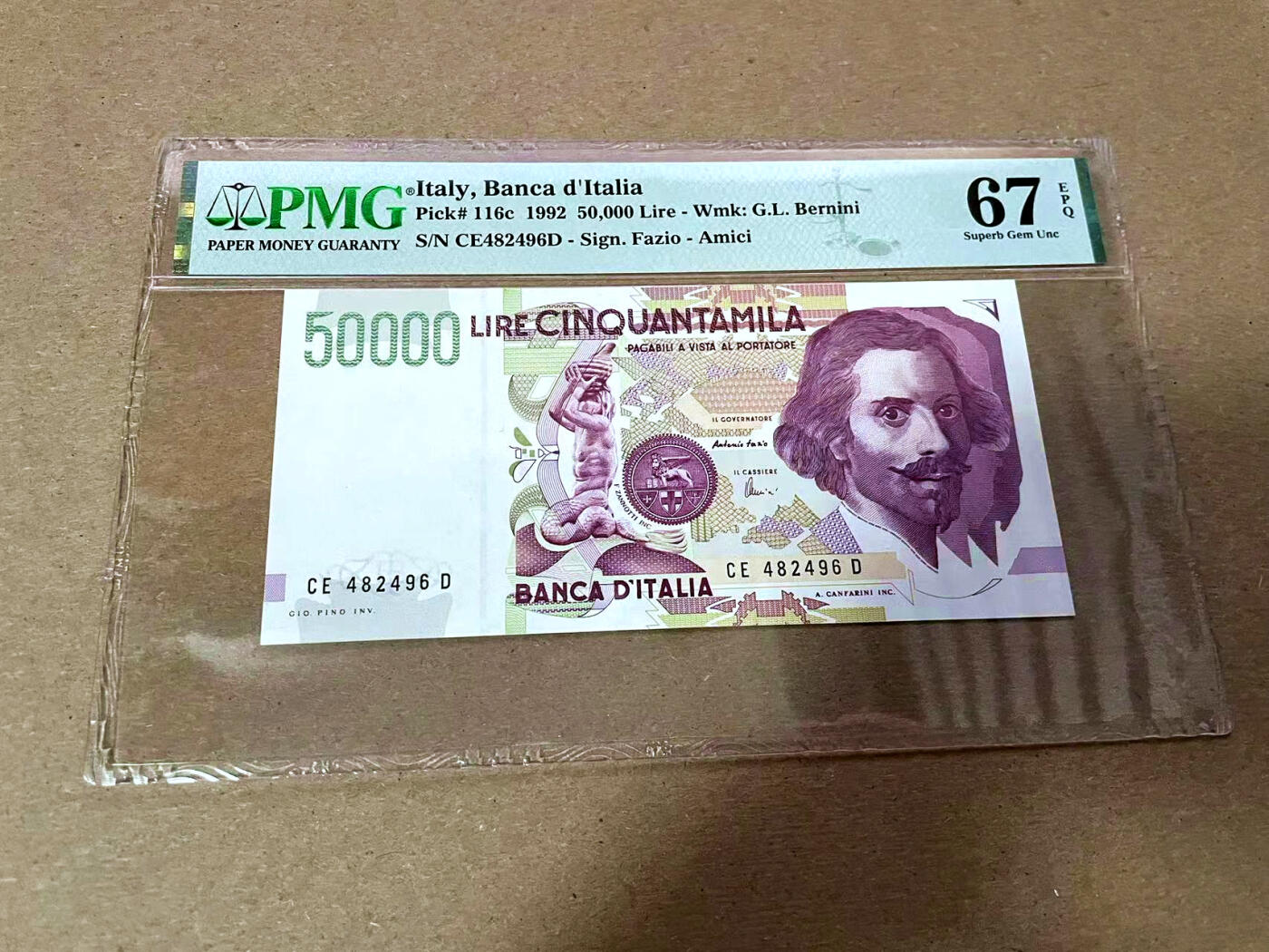 【Blue Auction】✨世界纸币精拍第493期【精】 意大利 1992年50000里拉 PMG67EPQ 高分