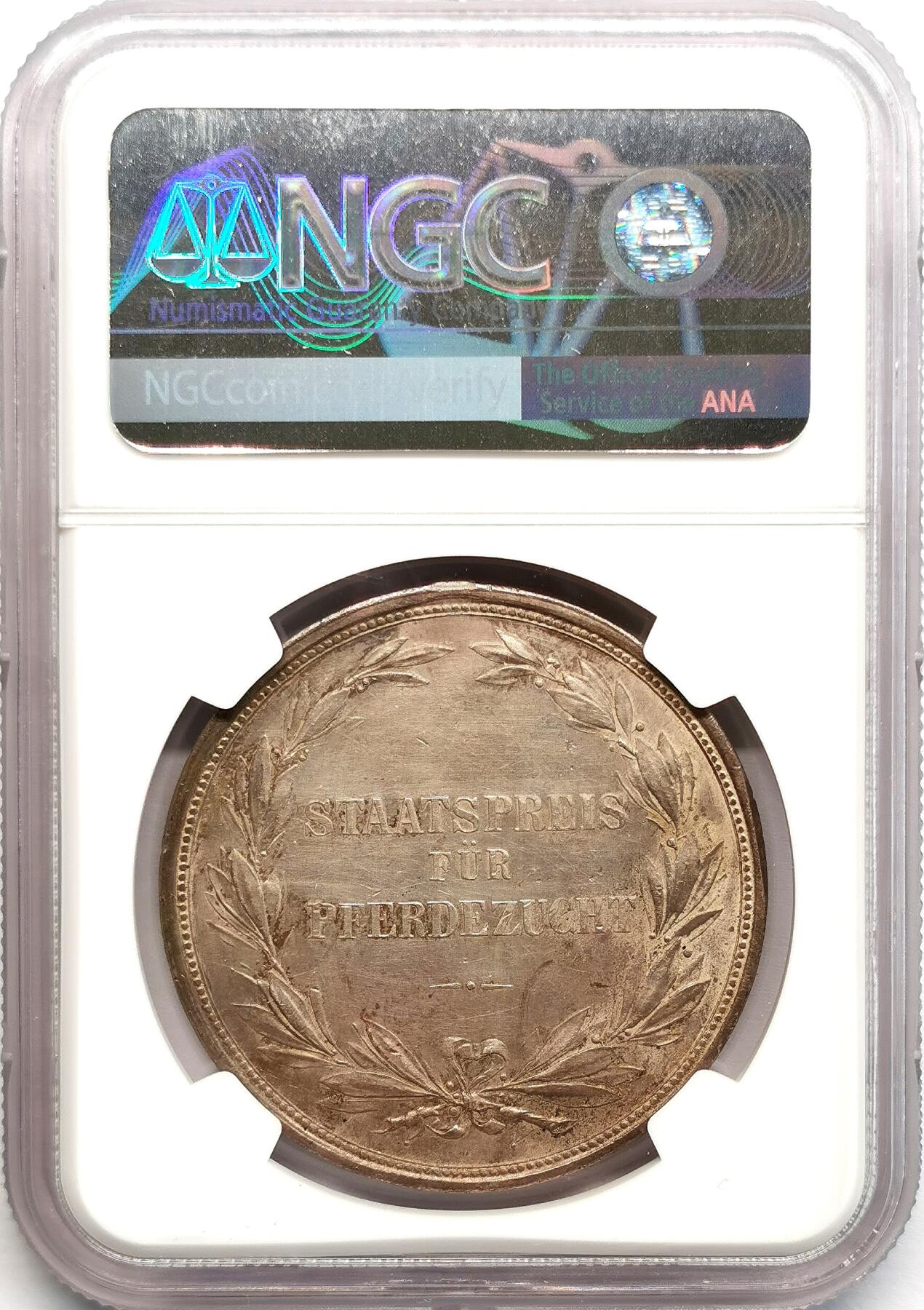 凡希社世界钱币微拍第二百七十三期 十九世纪奥地利驯马银质奖章NGC-AUD