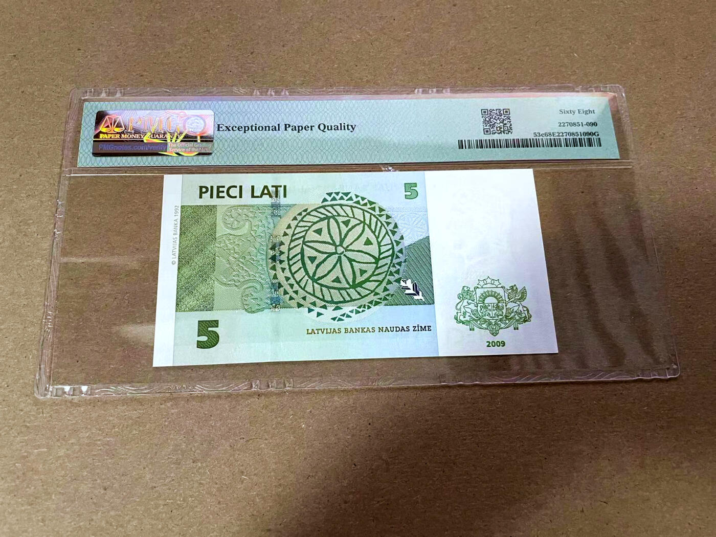 【Blue Auction】✨世界纸币精拍第493期【精】 拉脱维亚 2009年5拉里 PMG68EPQ 超高分