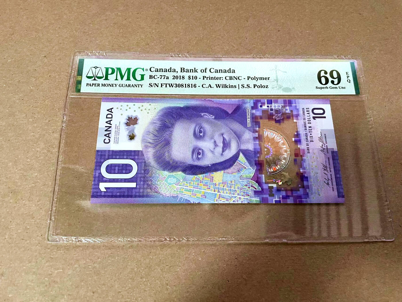 【Blue Auction】✨世界纸币精拍第493期【精】 【FTW首发冠无47】加拿大 2018年10元 PMG69EPQ 近满分 