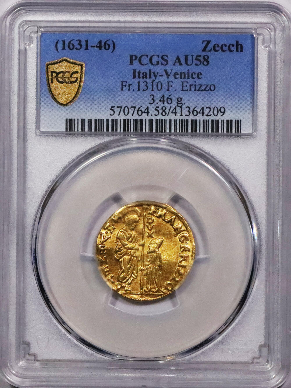 北京阿城哥拍卖2024年春季拍卖会 1637-46年威尼斯总督金币 1zecch PCGS AU58评级编号：41364209