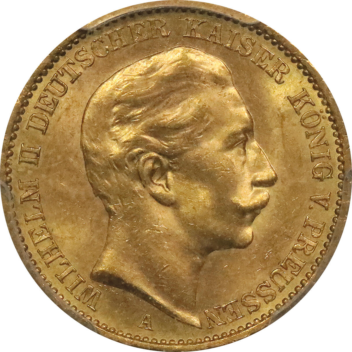 北京阿城哥拍卖2024年春季拍卖会 1913普鲁士二世马克金币一枚 PCGS MS63评级编号：37820601