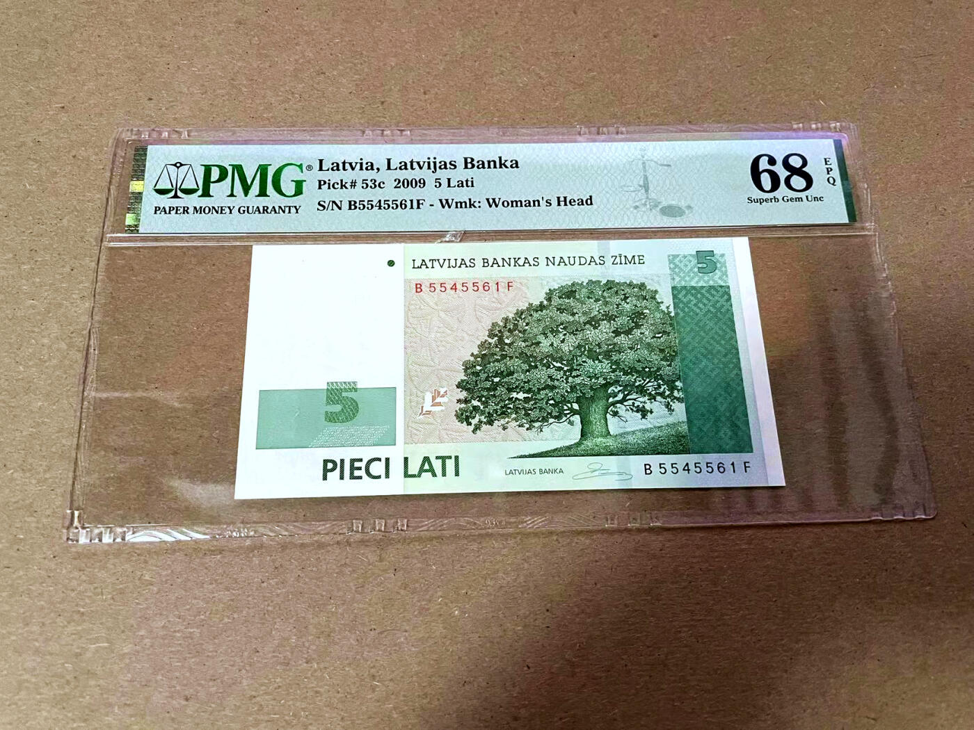 【Blue Auction】✨世界纸币精拍第493期【精】 拉脱维亚 2009年5拉里 PMG68EPQ 超高分