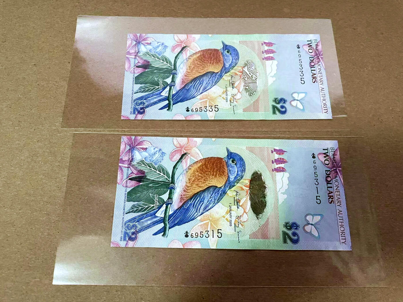 【Blue Auction】✨世界纸币精拍第493期【精】 【一组2张洋葱冠无47 获奖钞】百慕大 2009年2元 蓝鸟 全新UNC