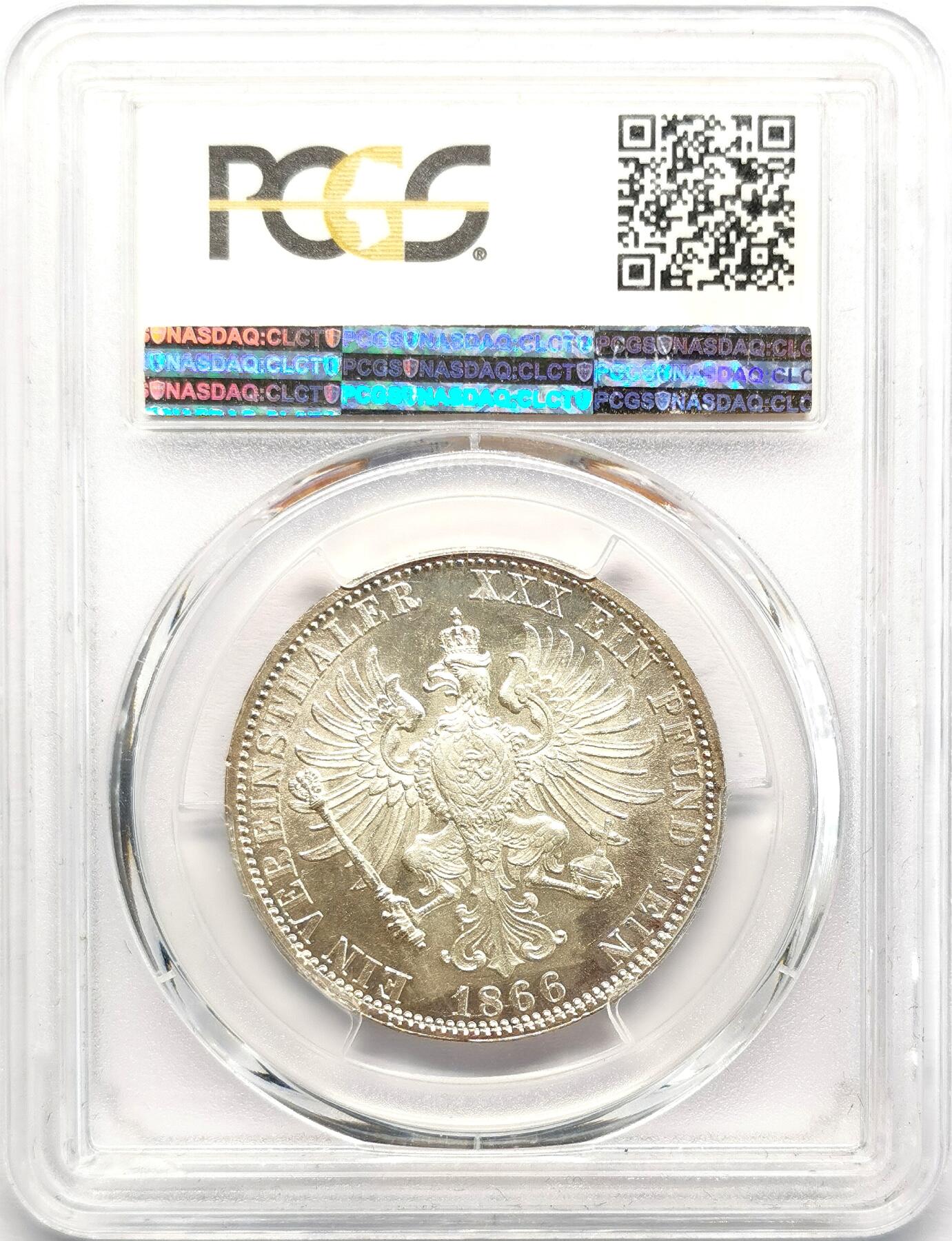 凡希社世界钱币微拍第二百七十三期 1866德国普鲁士王冠鹰泰勒PCGS-MS64
