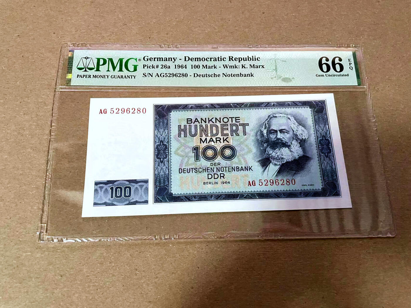 【Blue Auction】✨世界纸币精拍第493期【精】 德国 1964年100马克 马克思 PMG66EPQ 