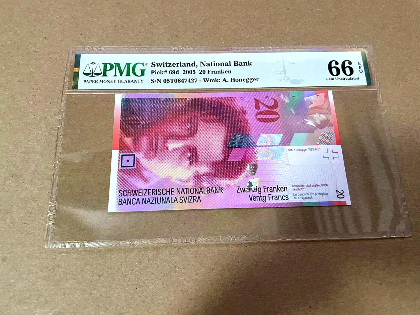 【Blue Auction】✨世界纸币精拍第493期【精】 瑞士 2005年20法郎 PMG66EPQ 