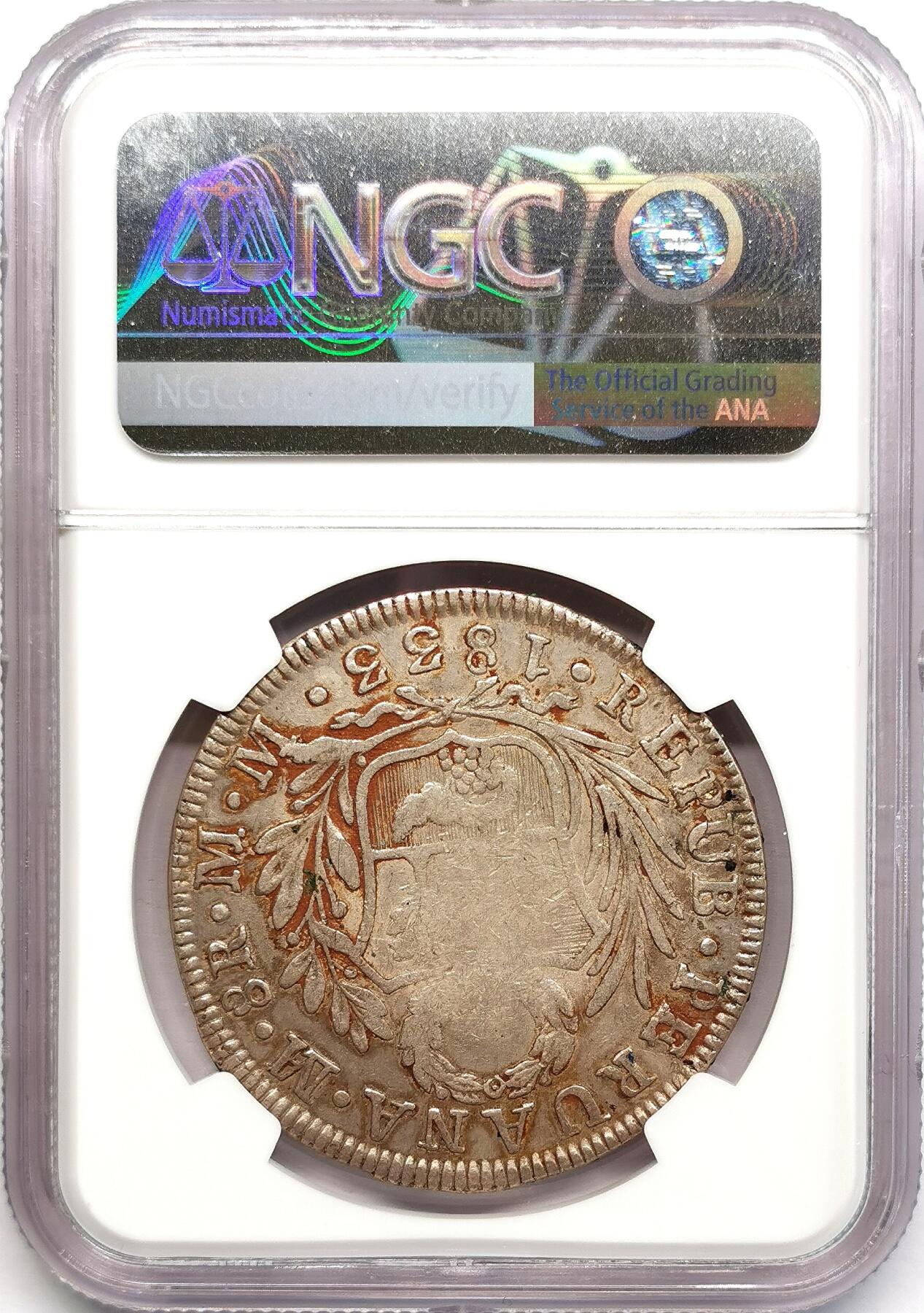 凡希社世界钱币微拍第二百七十三期 1833秘鲁站人8R大银NGC-FINED