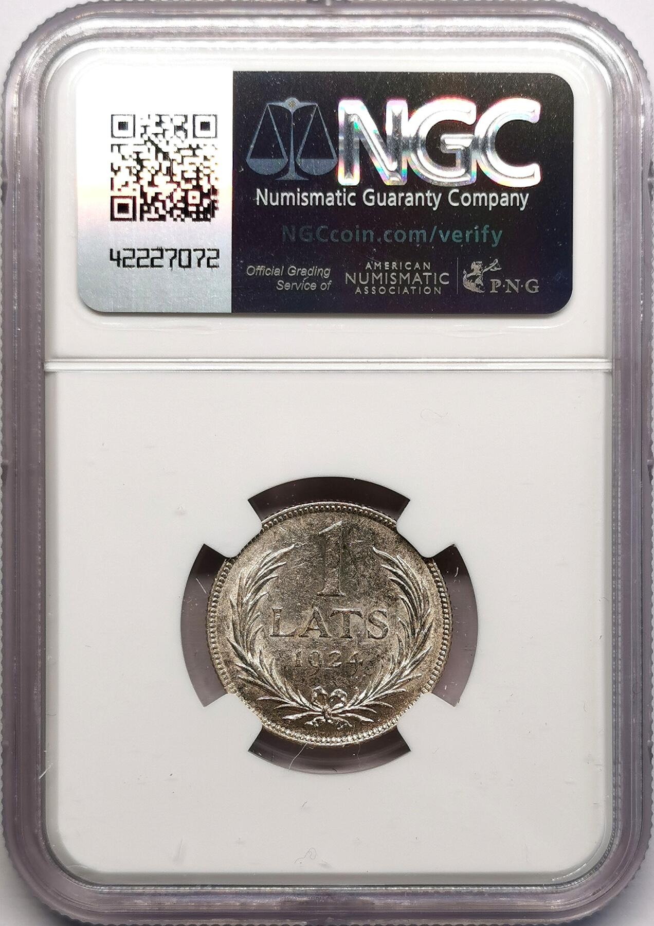 凡希社世界钱币微拍第二百七十三期 1924拉脱维亚lats银币NGC-MS62