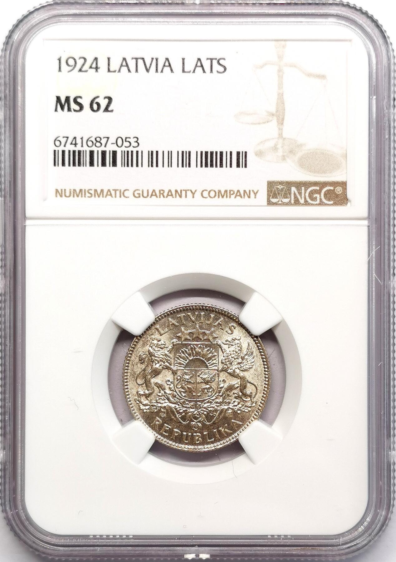 凡希社世界钱币微拍第二百七十三期 1924拉脱维亚lats银币NGC-MS62