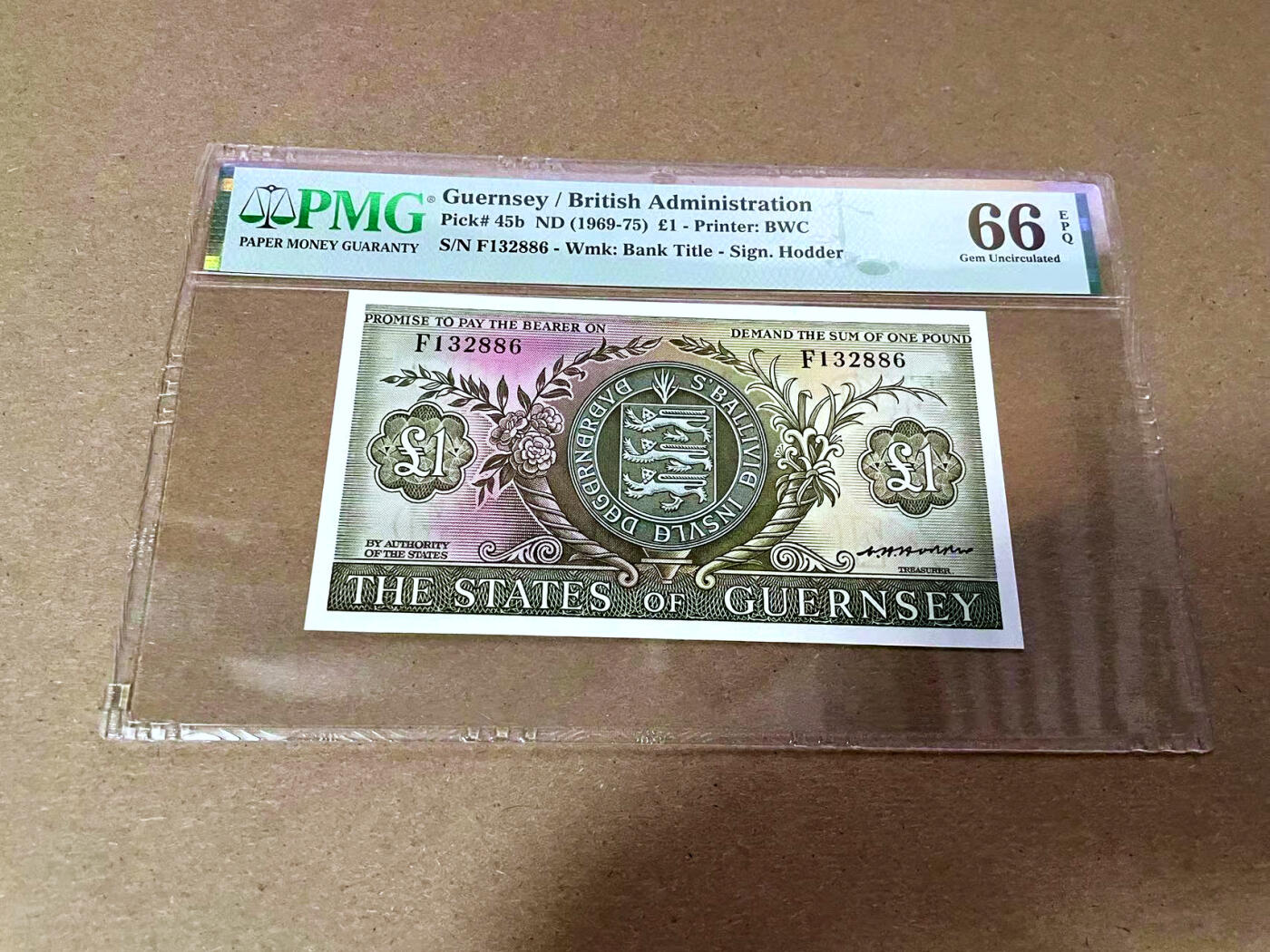 【Blue Auction】✨世界纸币精拍第493期【精】 【无47】根西 1969-75年1镑 PMG66EPQ 