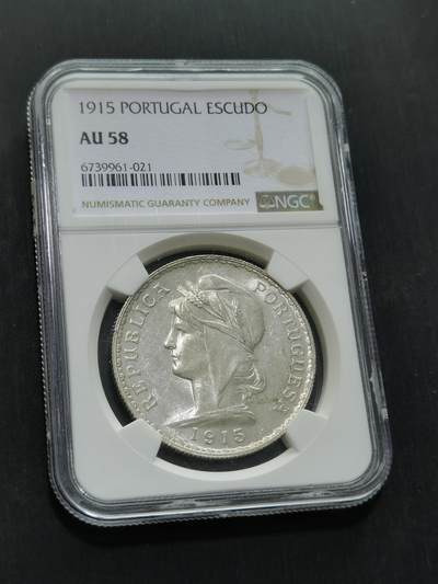 臻藏泉阁国内外钱币 - NGC AU58葡萄牙自由女神1埃斯库多银币
