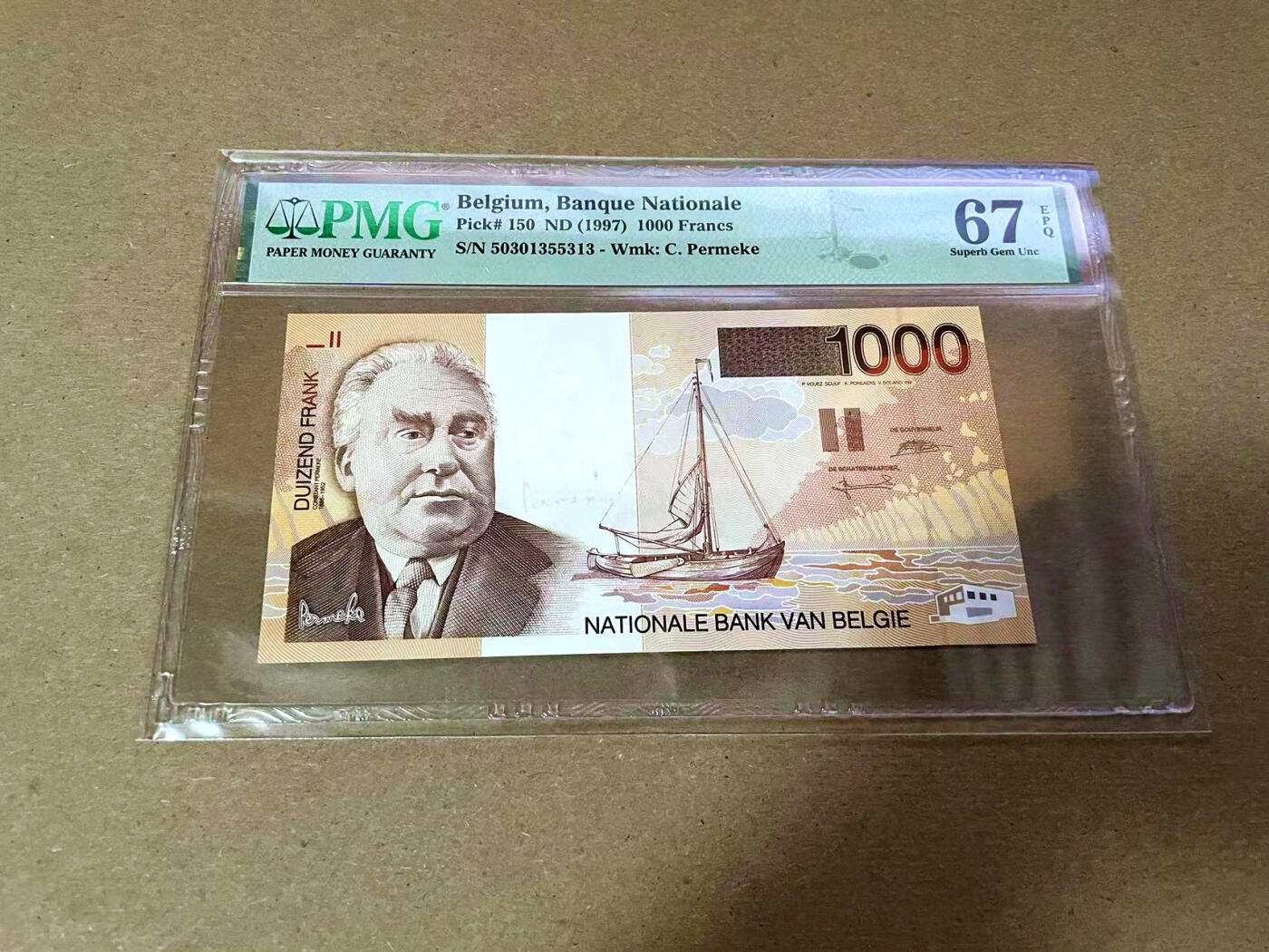 【Blue Auction】✨世界纸币精拍第493期【精】 【无47】比利时 1997年1000法郎  PMG67EPQ高分