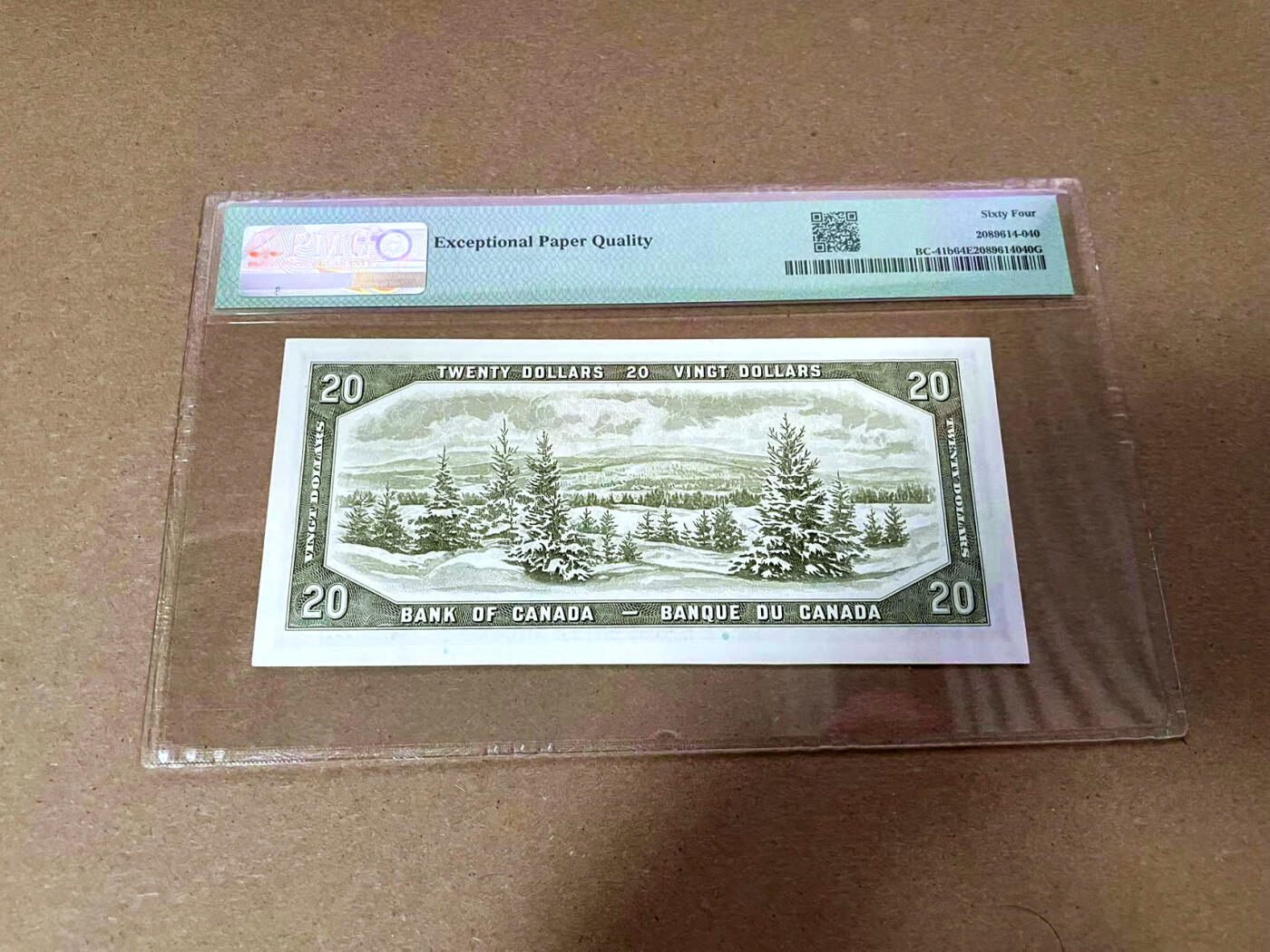 【Blue Auction】✨世界纸币精拍第493期【精】 【与上一张连号】加拿大 1954年20元 背面雪松大场景 女王 PMG64EPQ 全新原票