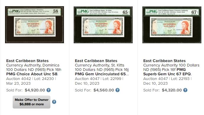 【Blue Auction】✨世界纸币精拍第493期【精】   【各版本唯一冠军分 A1冠无47】东加勒比 1965年100元 戎装女王 PMG68EPQ 顶级高分仅此一张 可遇不可求 定让不少女王纸币藏家蠢蠢欲动 背面东加勒比海风光令人心醉 凑套必备 