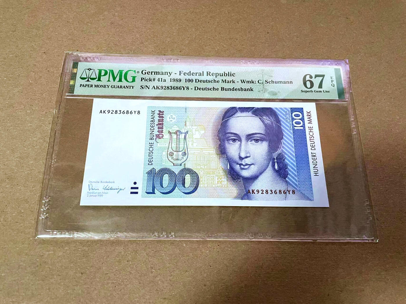 【Blue Auction】✨世界纸币精拍第493期【精】 【初版】德国 1989年100马克 克拉拉 PMG67EPQ