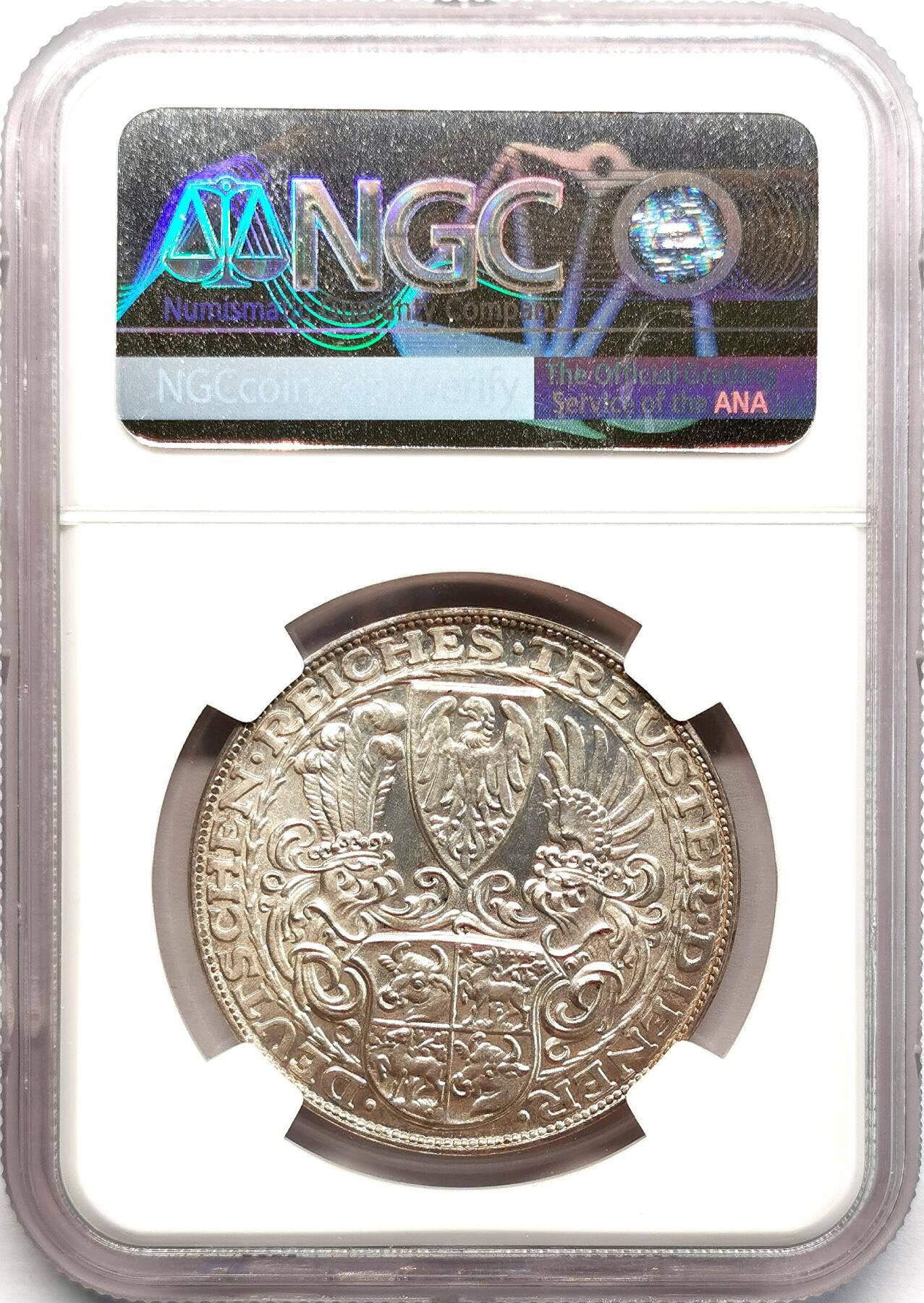 凡希社世界钱币微拍第二百七十三期 1927德国兴登堡八十寿辰纪念5马克币章NGC-MS64