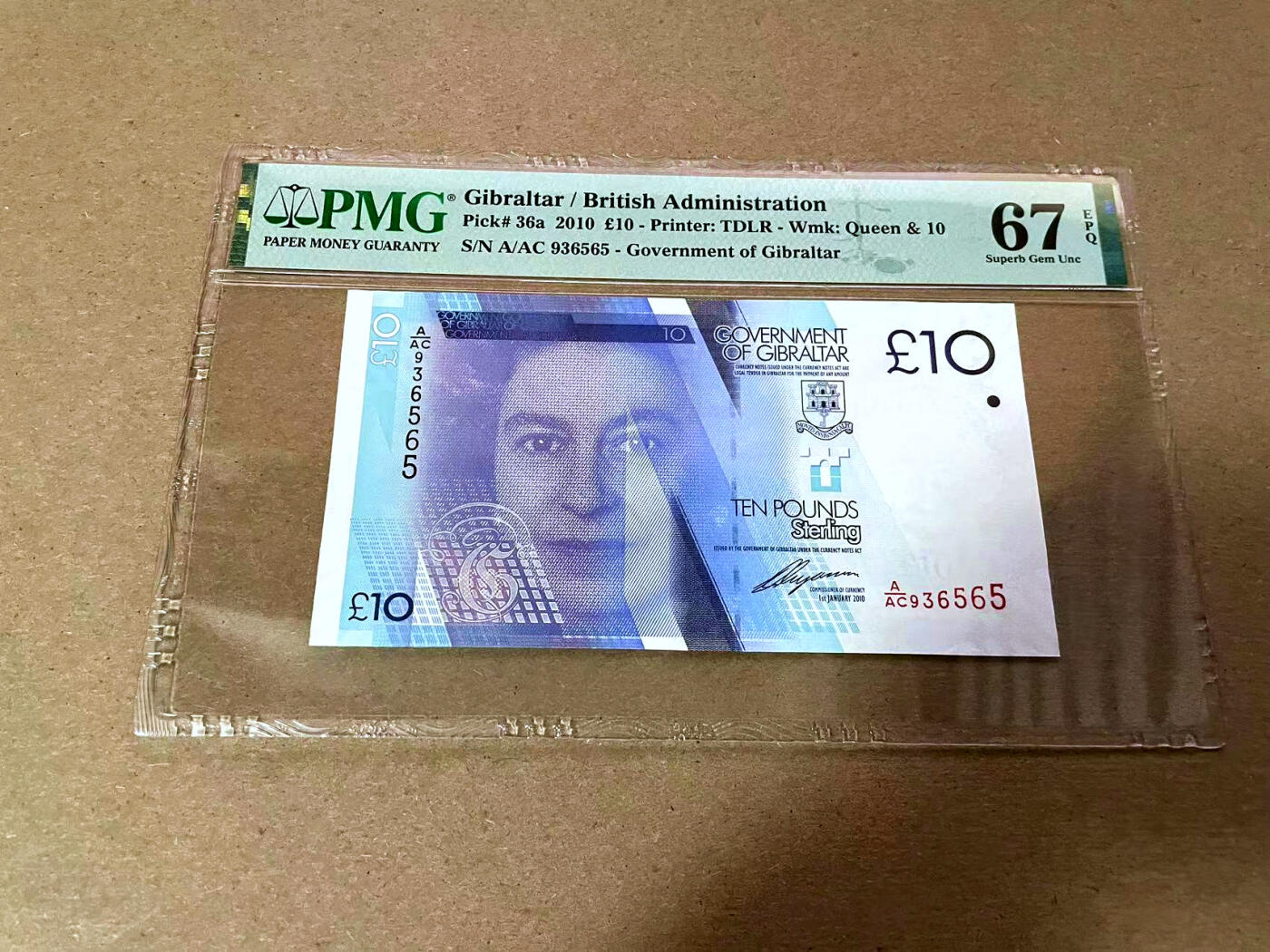 【Blue Auction】✨世界纸币精拍第493期【精】 【无47】直布罗陀 2010年10镑 女王 PMG67EPQ高分