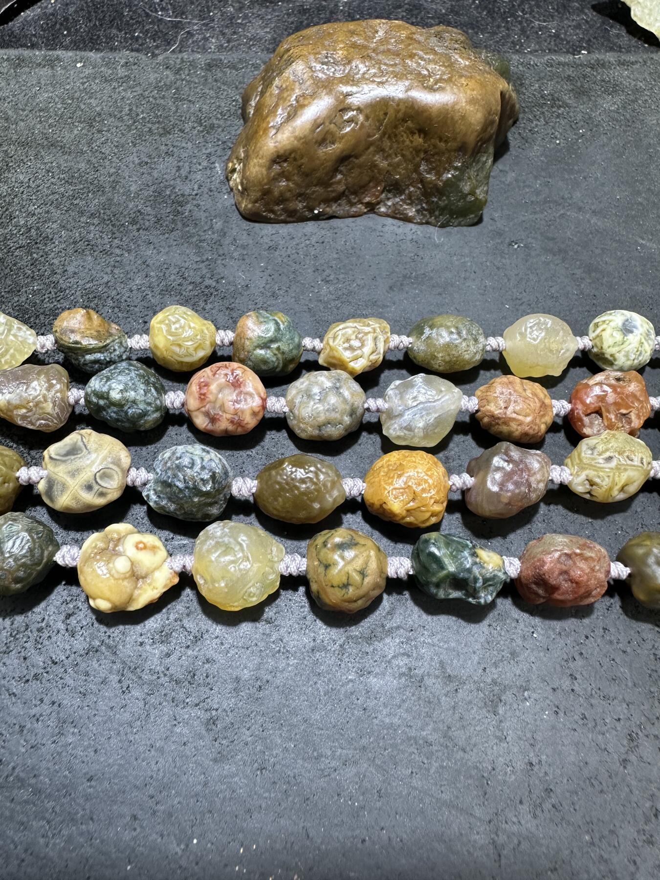 精美阿拉善多彩大颗粒筋脉石玛瑙眼石吊坠项链一条