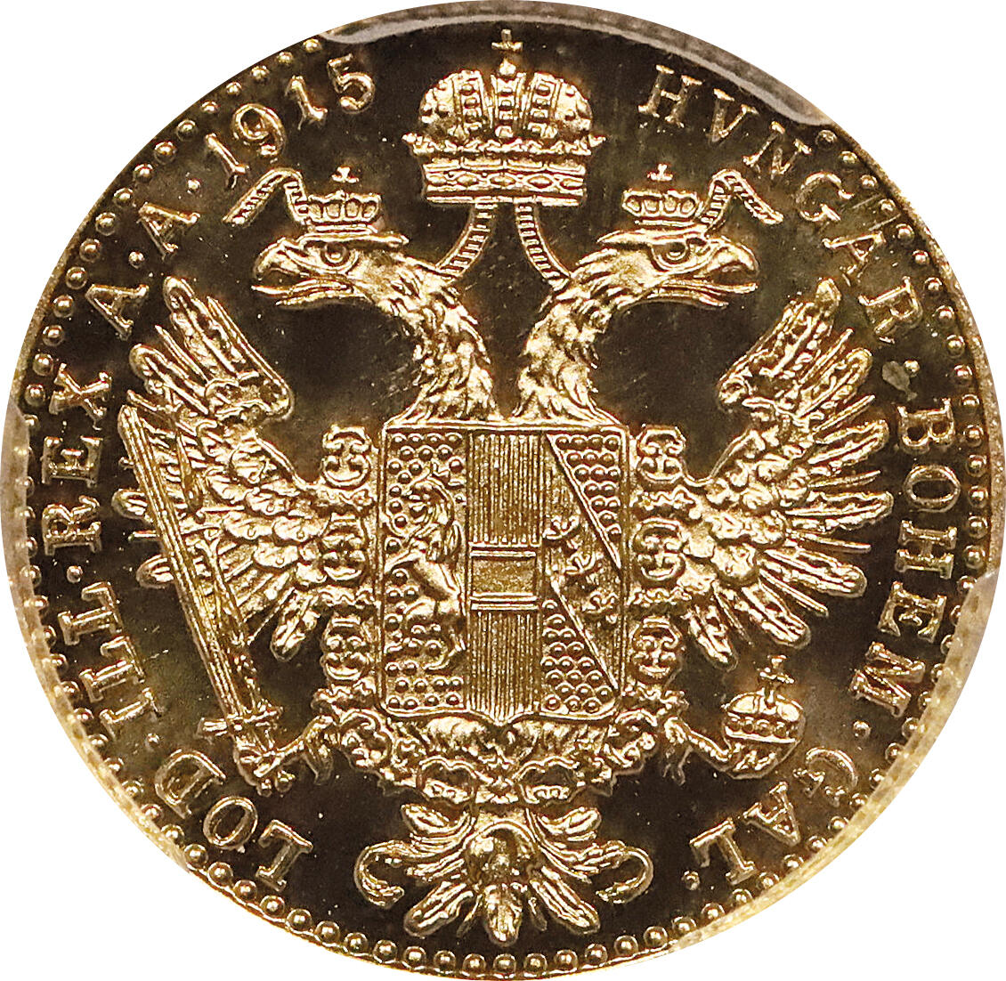 北京阿城哥拍卖2024年春季拍卖会 1915奥地利弗朗茨一世杜卡特金币 PCGS PR69CAM评级编号：48863842