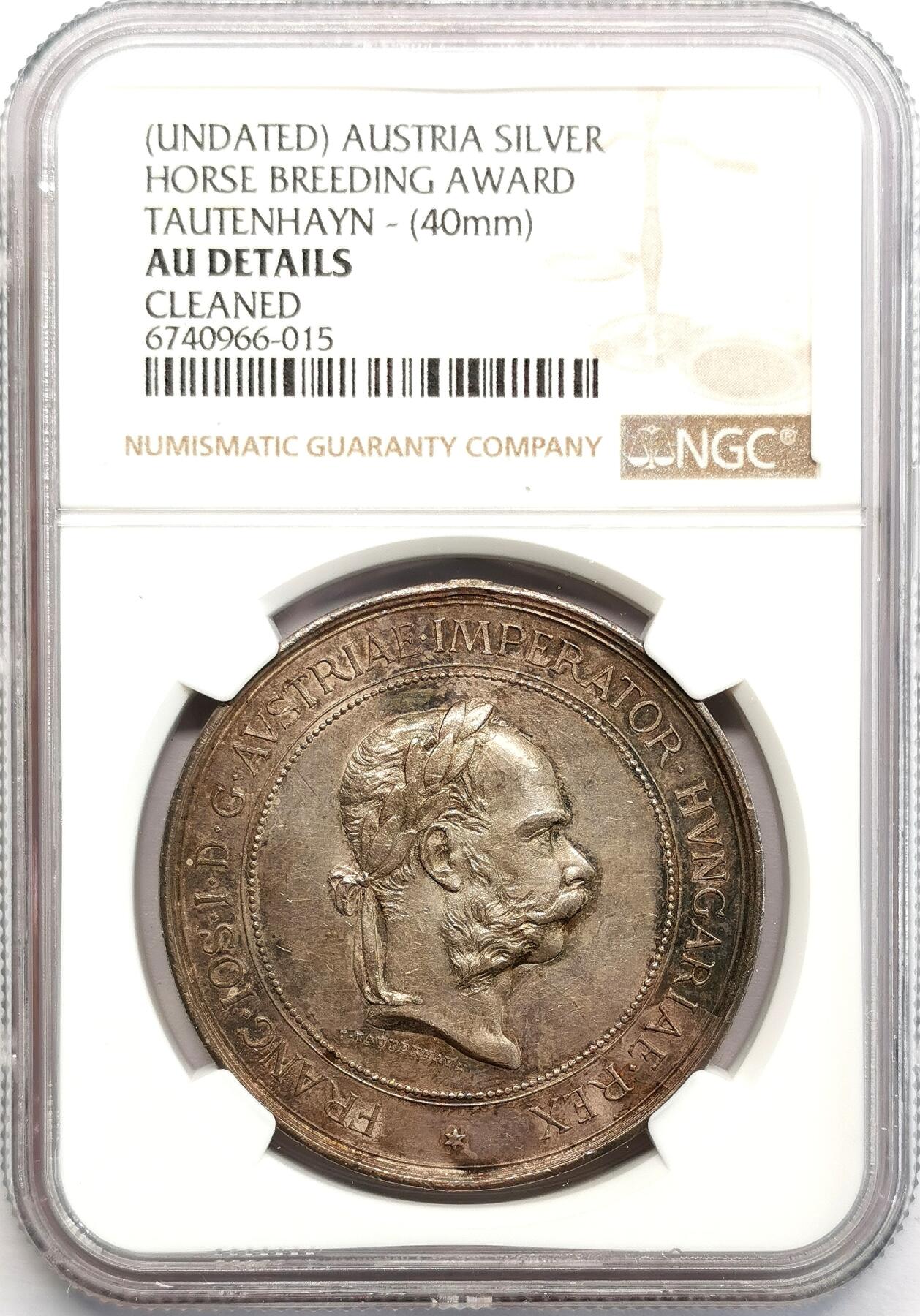 凡希社世界钱币微拍第二百七十三期 十九世纪奥地利驯马银质奖章NGC-AUD