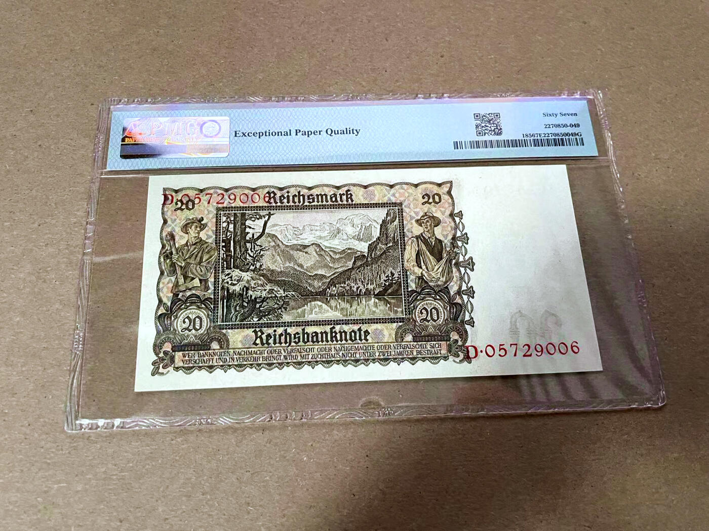 【Blue Auction】✨世界纸币精拍第493期【精】 德国 1939年20马克 PMG67EPQ 高分 设计精美