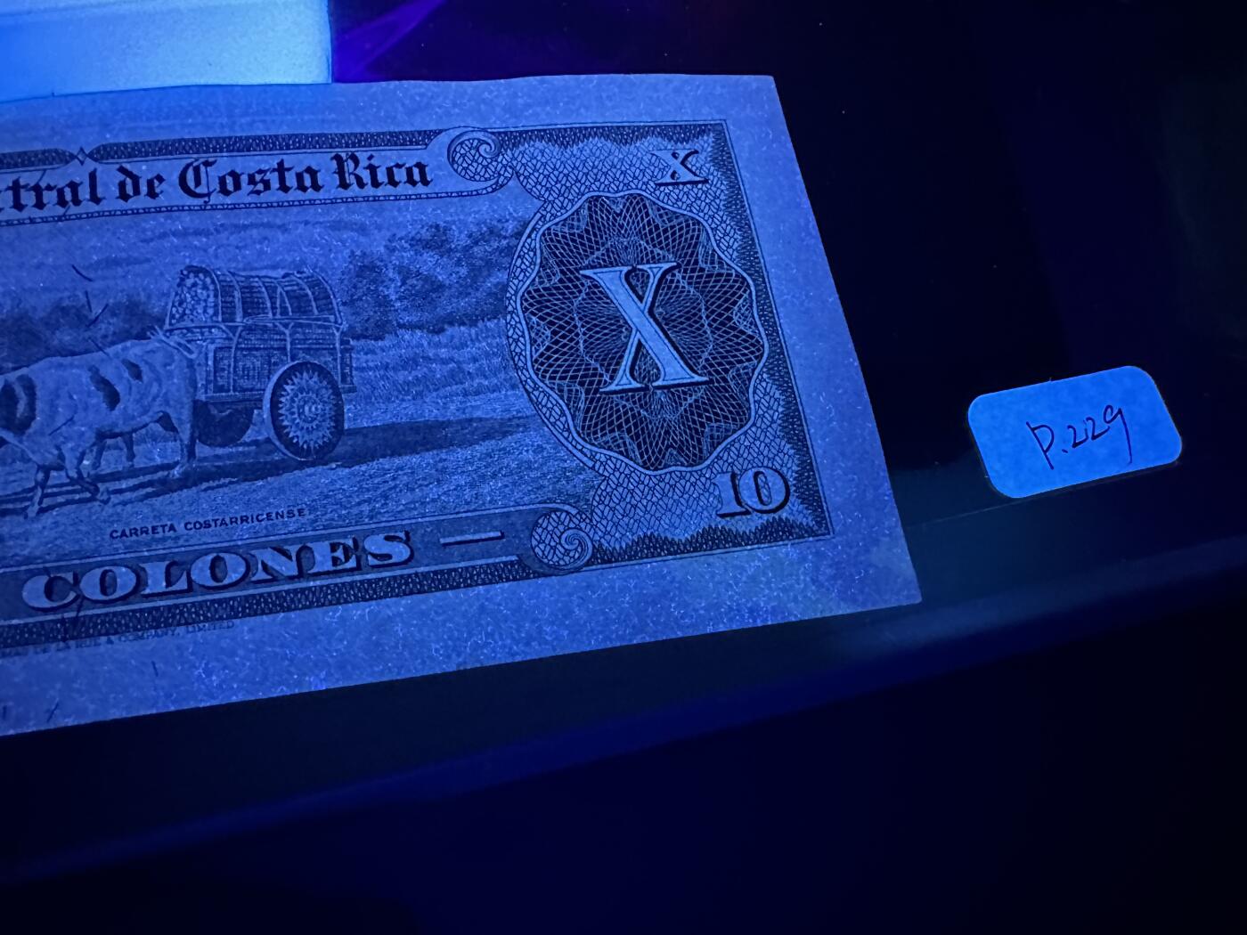 《外钞收藏家》第三百八十一期（美洲小专场） 哥斯达黎加1967年10克伦	P229 全新 疑似有轻微潮