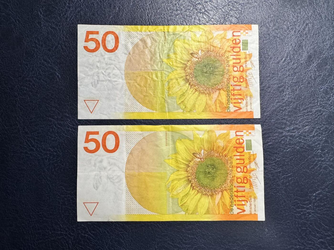 收藏联盟Quantum Auction 第354期拍卖  荷兰1982年50盾两张 品相如图 干净原票 向日葵