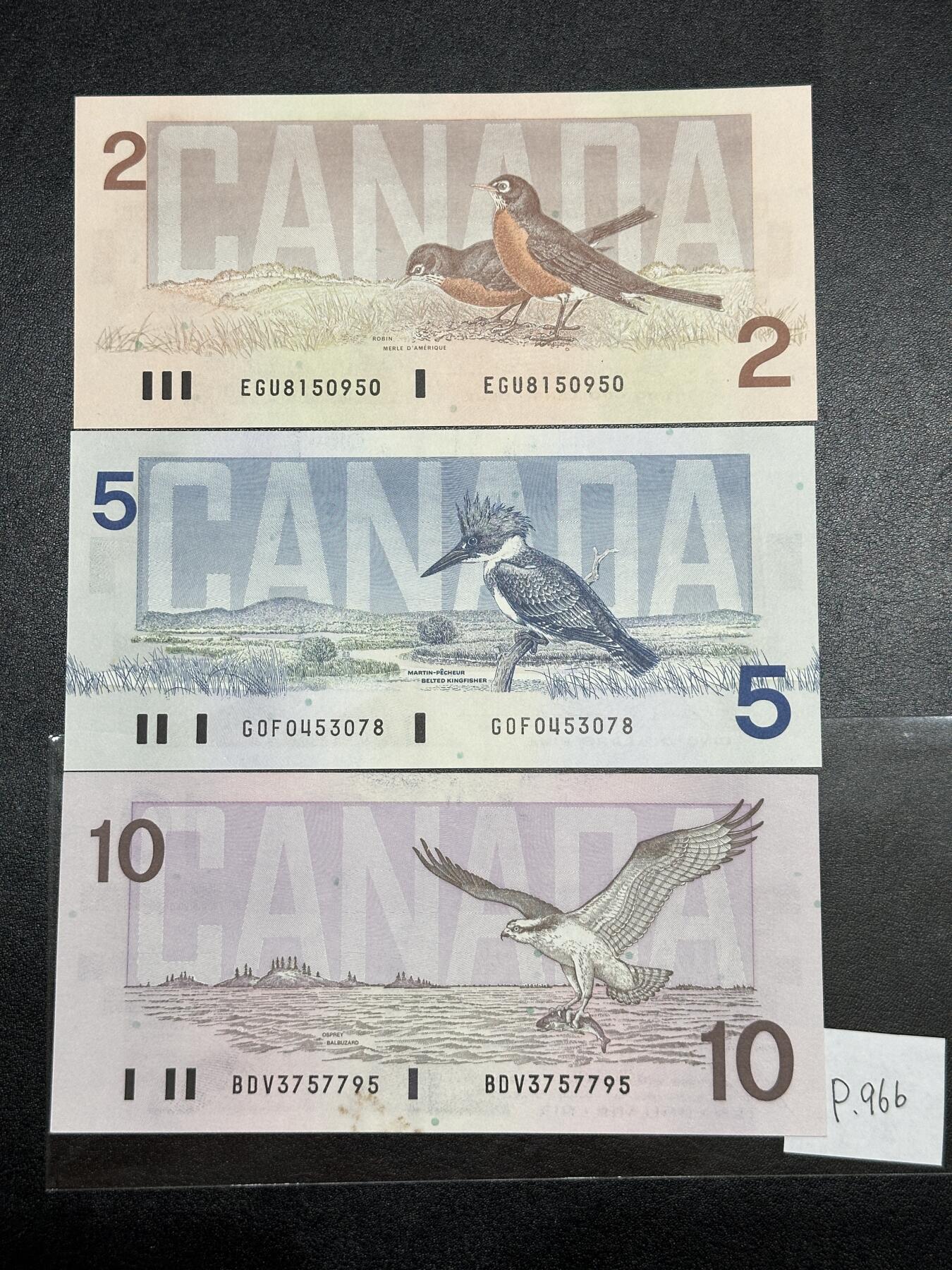 《外钞收藏家》第三百八十一期（美洲小专场） 加拿大1986-89年小套，2/5/10元，3枚	P94-96  全新UNC