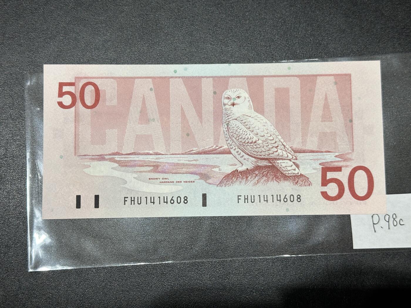 《外钞收藏家》第三百八十一期（美洲小专场） 加拿大1988年50元	P98 AU品相 有软折