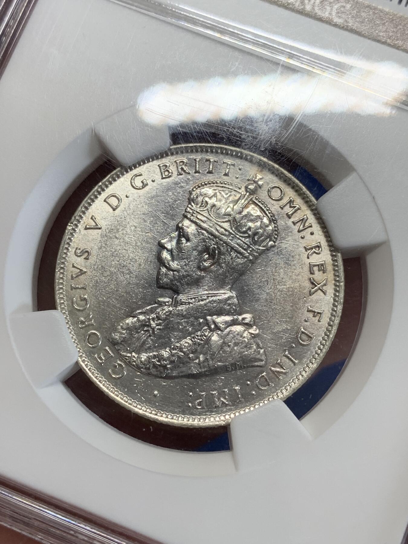 《竞宝斋》第279场- 周日，周一 ，周二3场连拍 （全场包邮） NGC AU58  英属西非1918年乔治五世2先令 少见品种