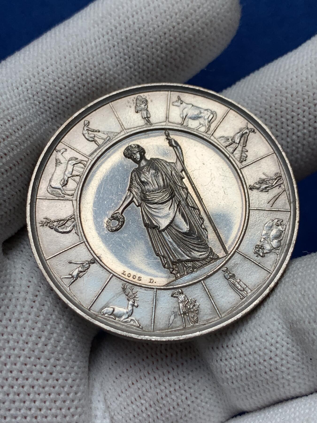 《竞宝斋》第281场- 周日，周一 ，周二3场连拍 （全场包邮） 德国19世纪农业女神银章 28.65g 41.6mm 无边铭