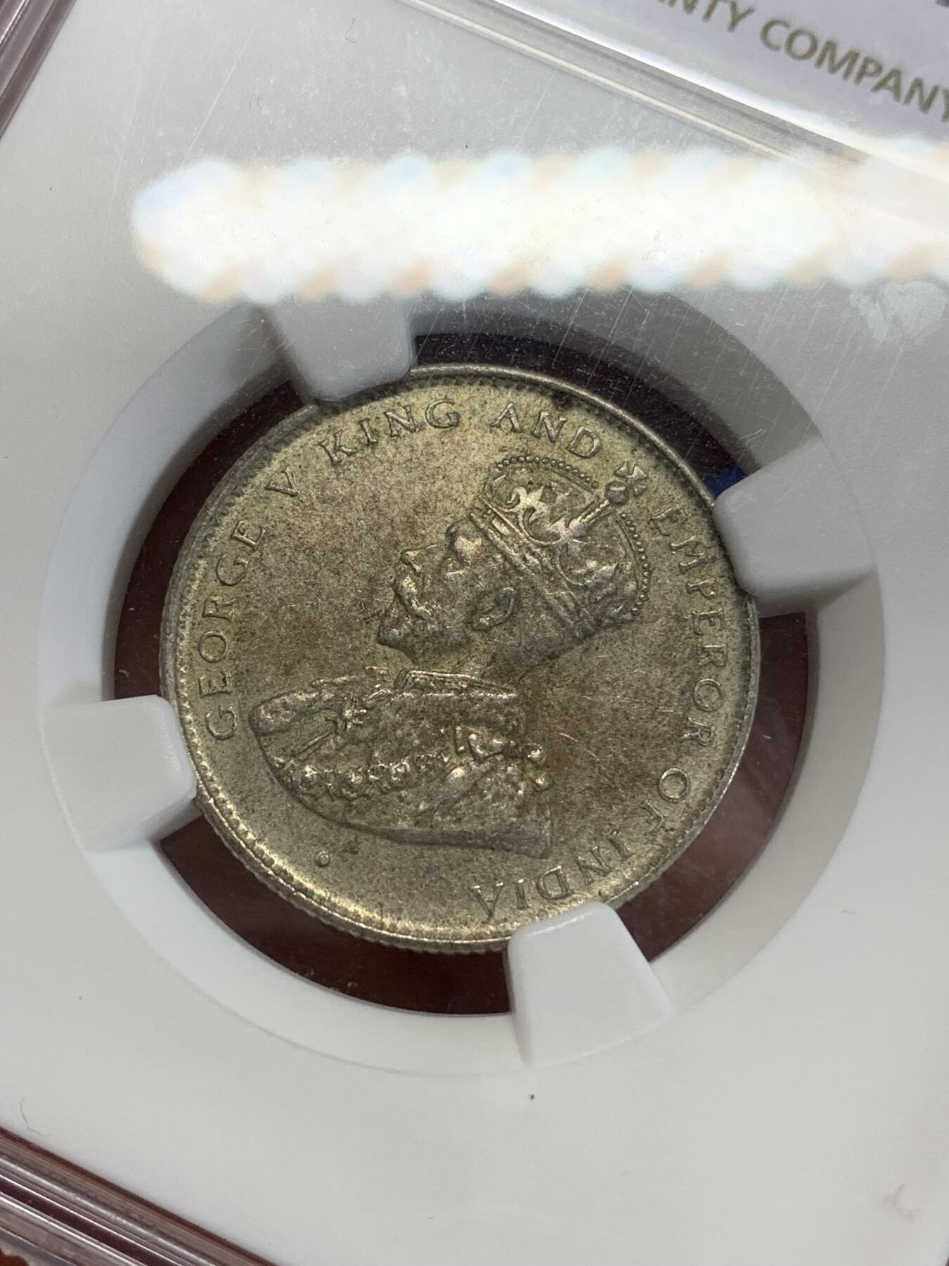 《竞宝斋》第279场- 周日，周一 ，周二3场连拍 （全场包邮） NGC MS62 英属锡兰 1924年 50分银币