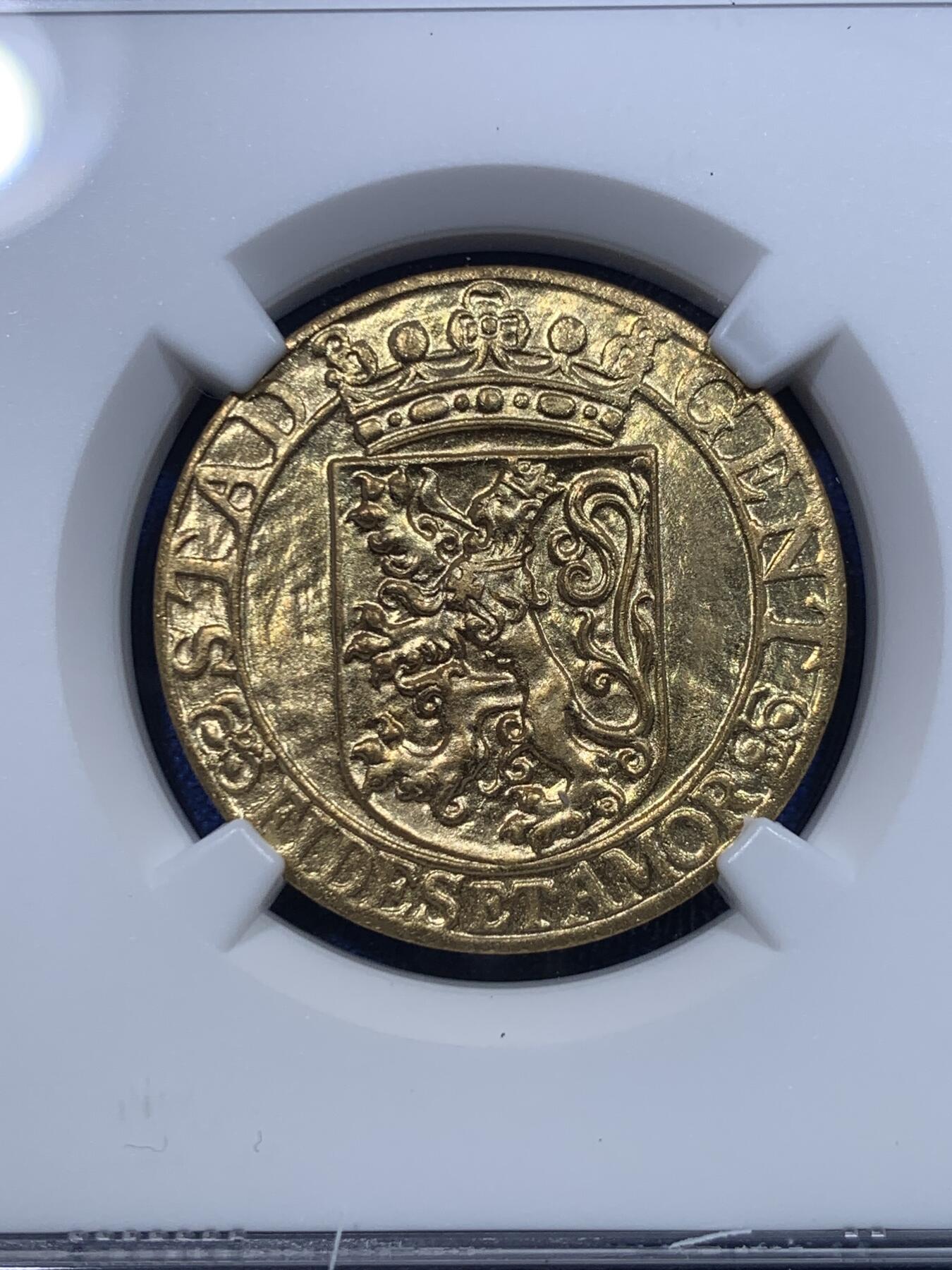 《竞宝斋》第279场- 周日，周一 ，周二3场连拍 （全场包邮） NGC MS65 德占比利时 1918 根特 镀金 2法郎 宛如金币 稀缺品种 目录价高