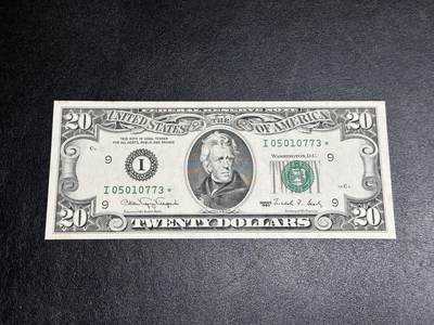 《外钞收藏家》第三百八十期（连拍第二场） - 1990年美国20美元 UNC- 无折 有潮、癍