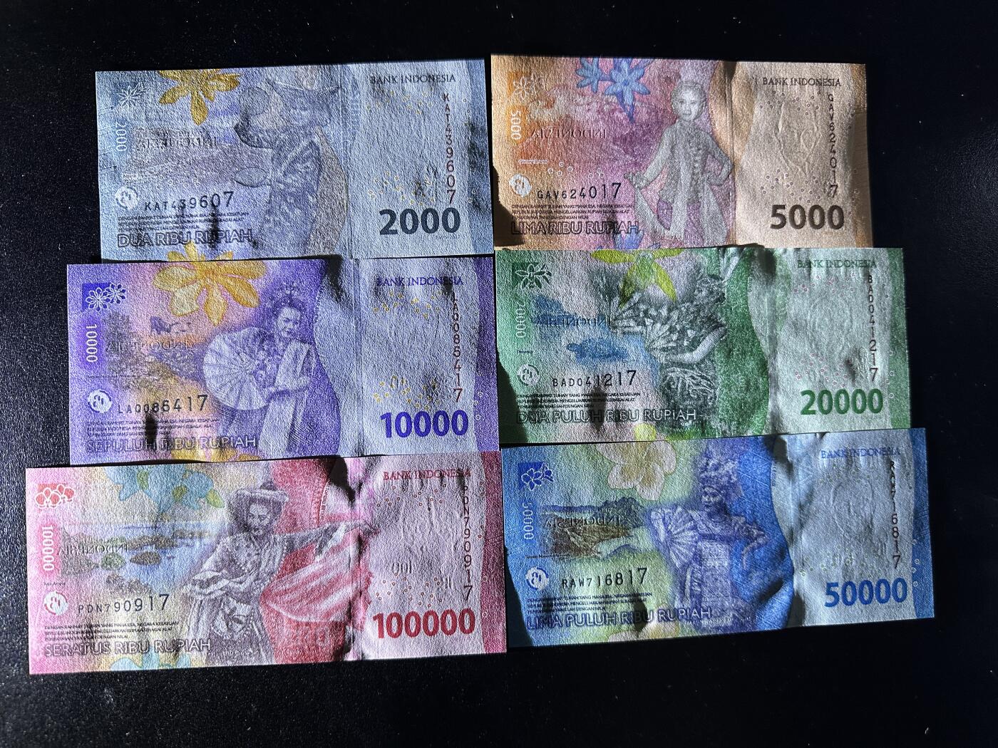 《外钞收藏家》第三百八十期（连拍第二场） 印度尼西亚一套 六张一起 全新UNC