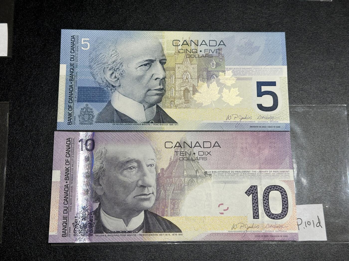 《外钞收藏家》第三百八十一期（美洲小专场） 加拿大2005年版5/10元	P101d-102A  全新UNC