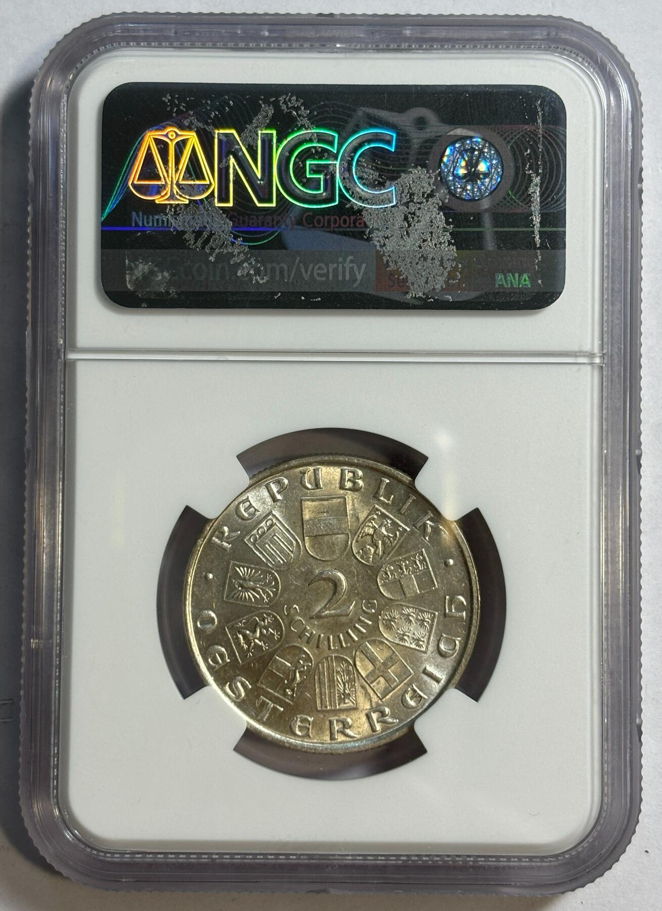紫瑗钱币——第420期 奥地利 1930年 沃格魏德逝世 2先令 银币 NGC AU58