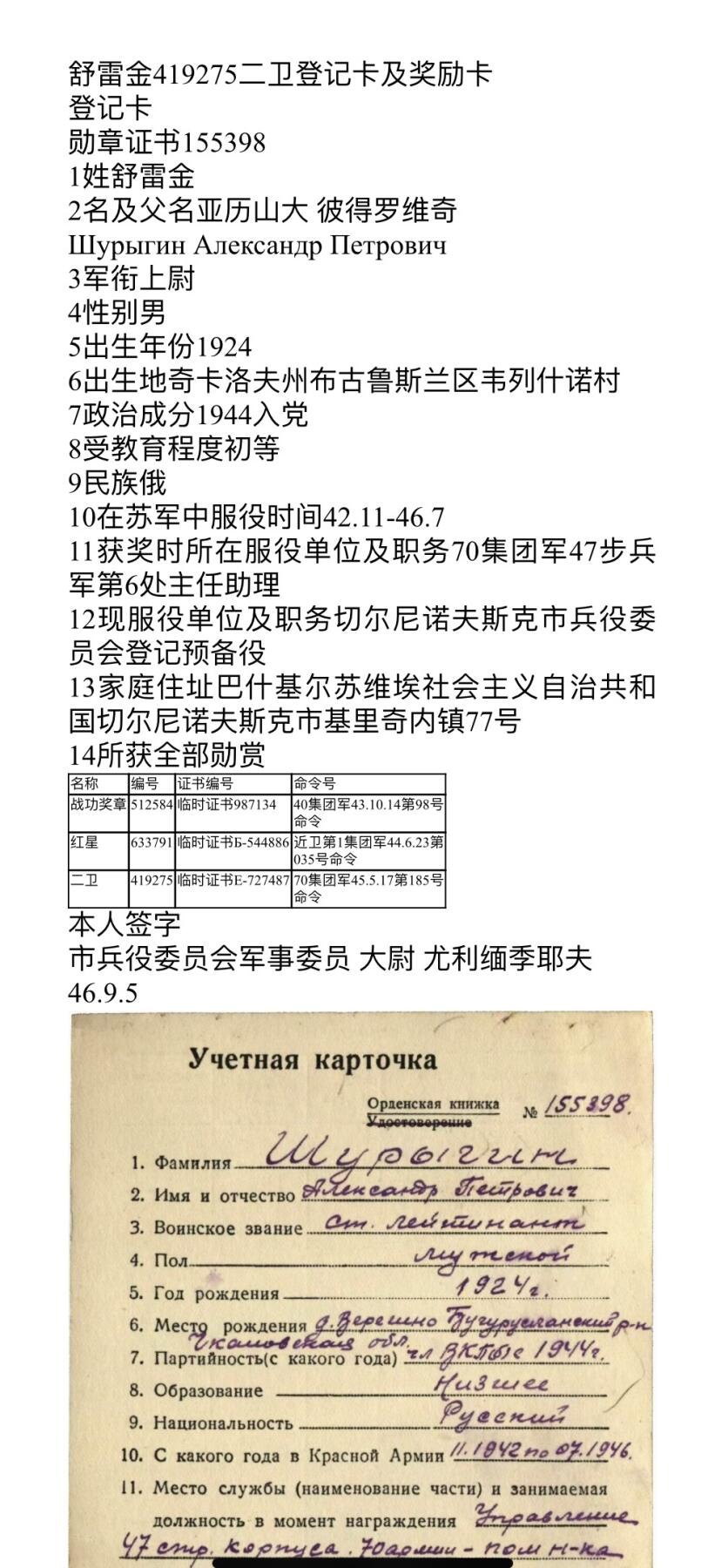 大猫徽章拍卖第249期 苏联43二卫2⃣️ 档案齐全