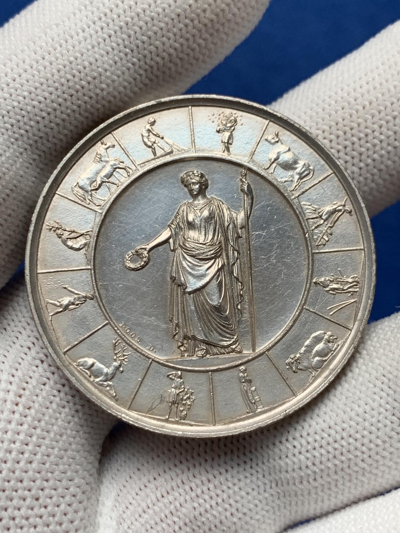 《竞宝斋》第281场- 周日，周一 ，周二3场连拍 （全场包邮） 德国19世纪农业女神银章 28.65g 41.6mm 无边铭