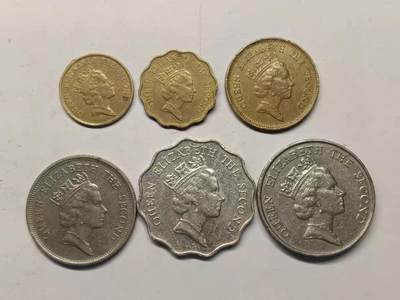 英属香港1986-1991年女皇中年高冠版壹毫-五元6枚全套硬币铜镍币 - 英属香港1986-1991年女皇中年高冠版壹毫-五元6枚全套硬币铜镍币