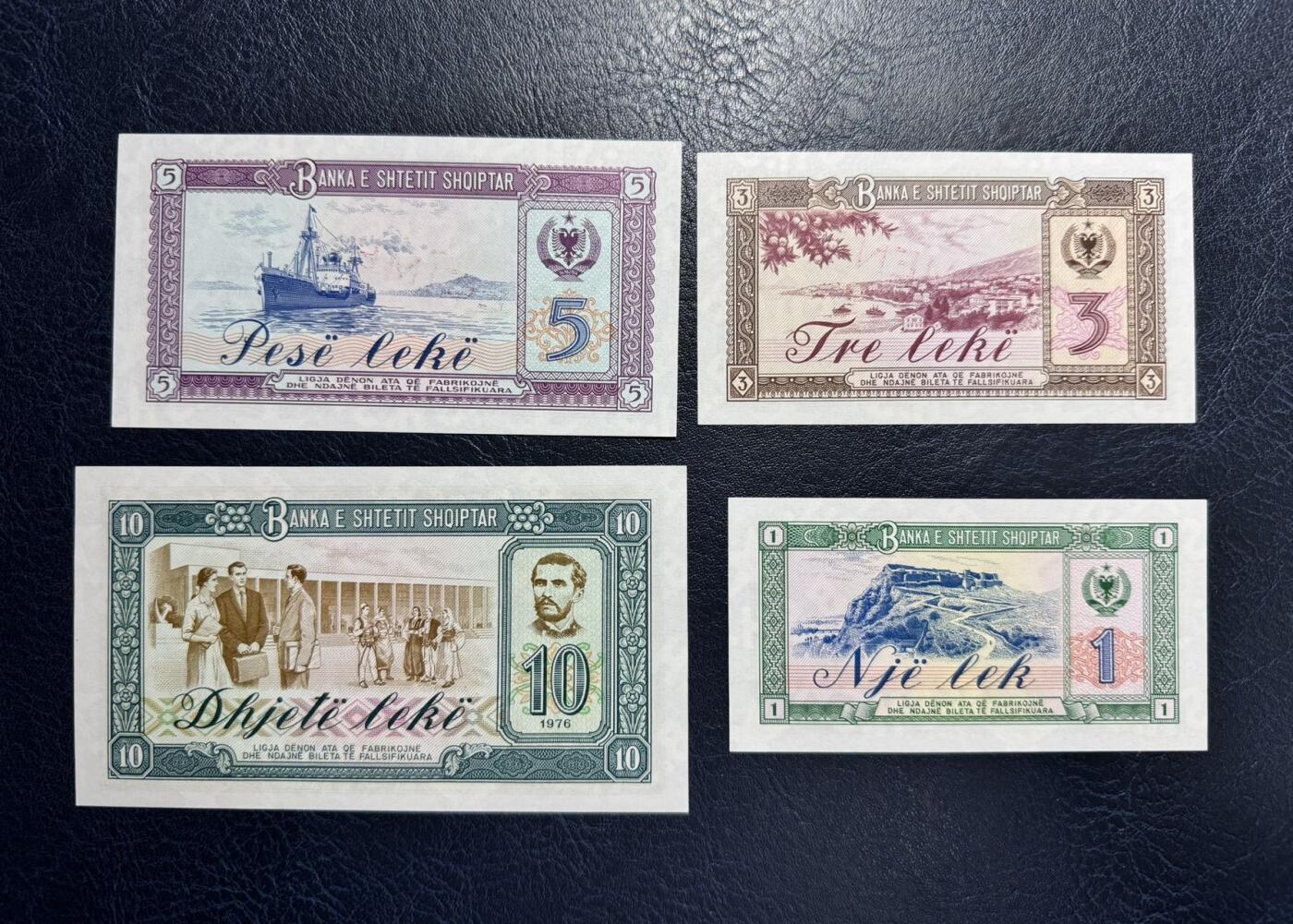 收藏联盟Quantum Auction 第354期拍卖  阿尔巴尼亚1976年1到10列克样票 品相全新UNC 5列克边缘一处潮斑 中国代印