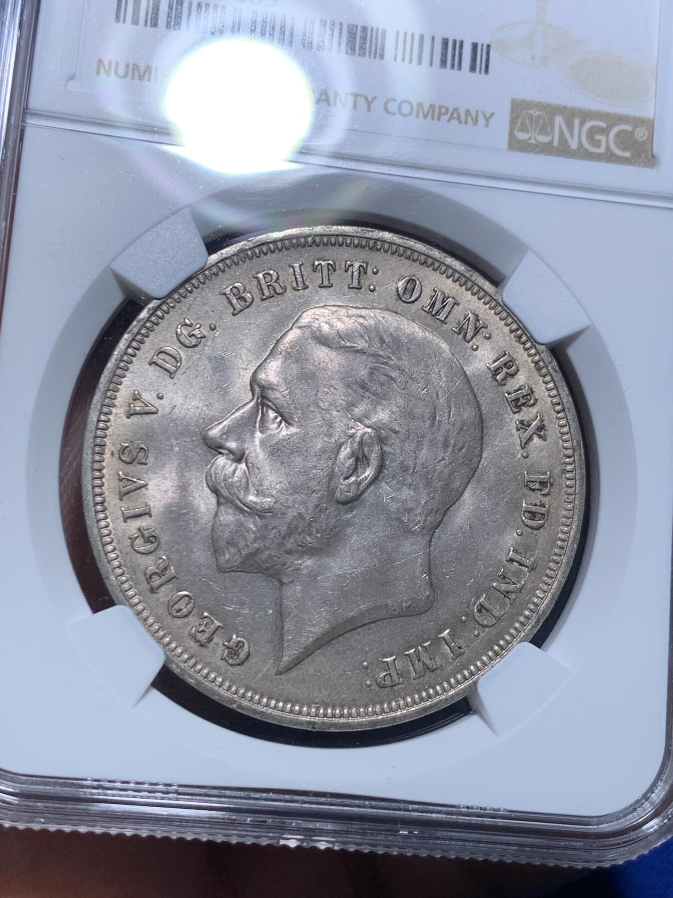 《竞宝斋》第279场- 周日，周一 ，周二3场连拍 （全场包邮） NGC MS64 英国1935年乔治五世 克朗 经典木马剑 原始包浆 细节犀利漂亮
