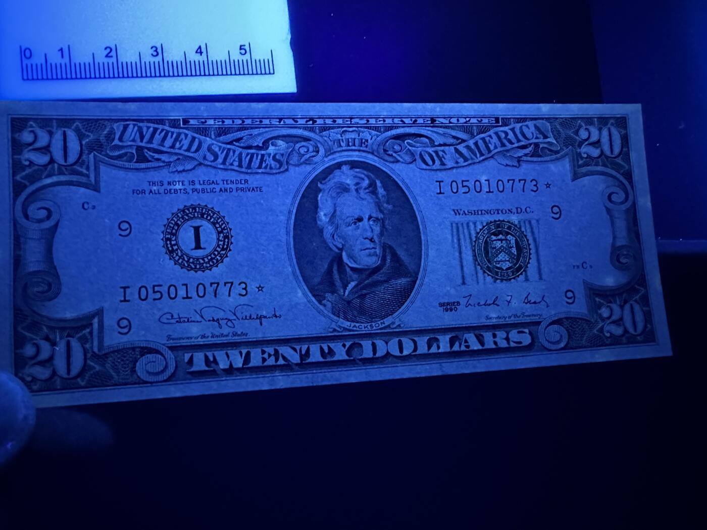 《外钞收藏家》第三百八十期（连拍第二场） 1990年美国20美元 UNC- 无折 有潮、癍
