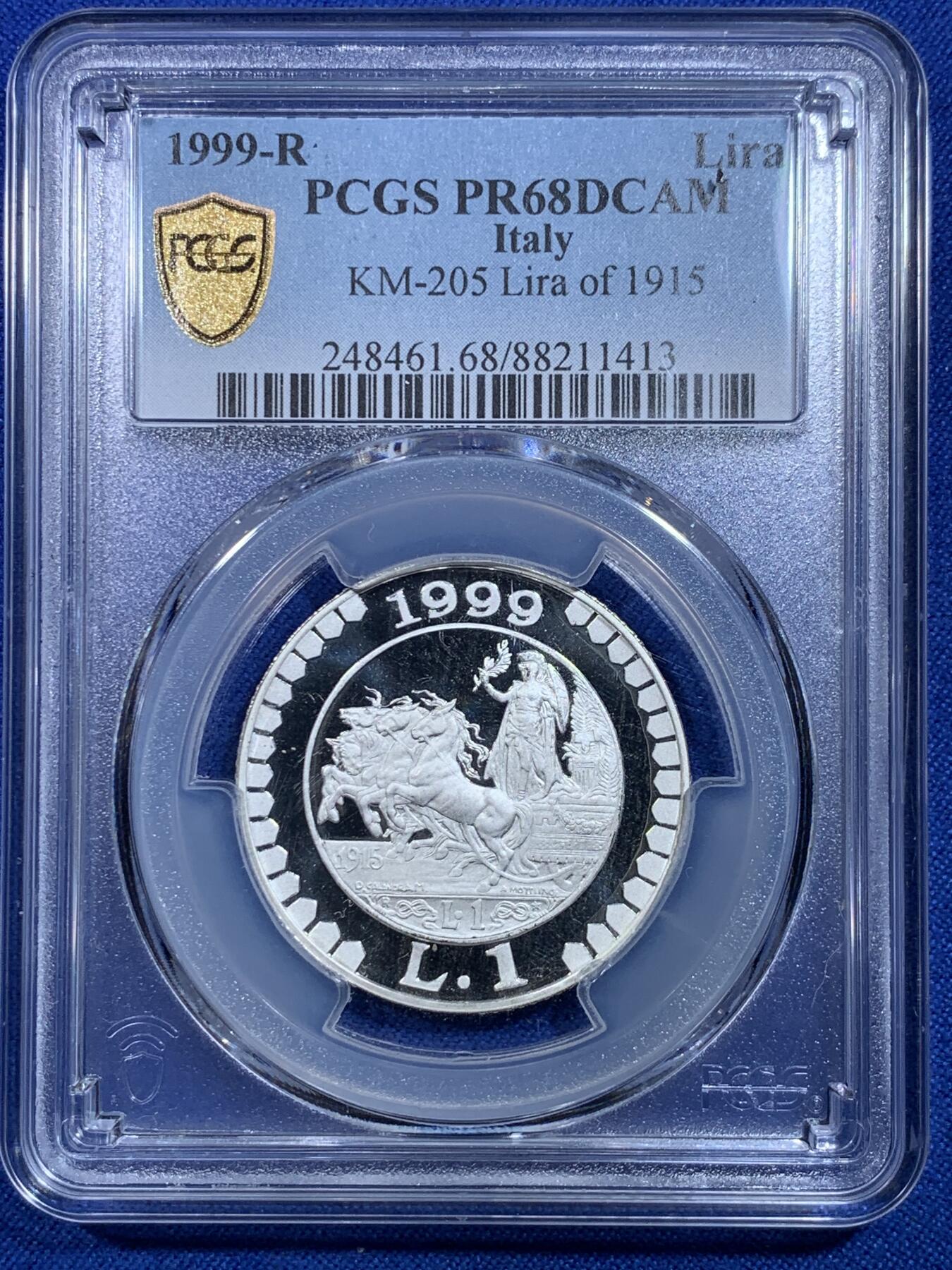 《竞宝斋》第279场- 周日，周一 ，周二3场连拍 （全场包邮） PCGS PR68DCAM 意大利1999年最后的里拉纪念 精制小马车