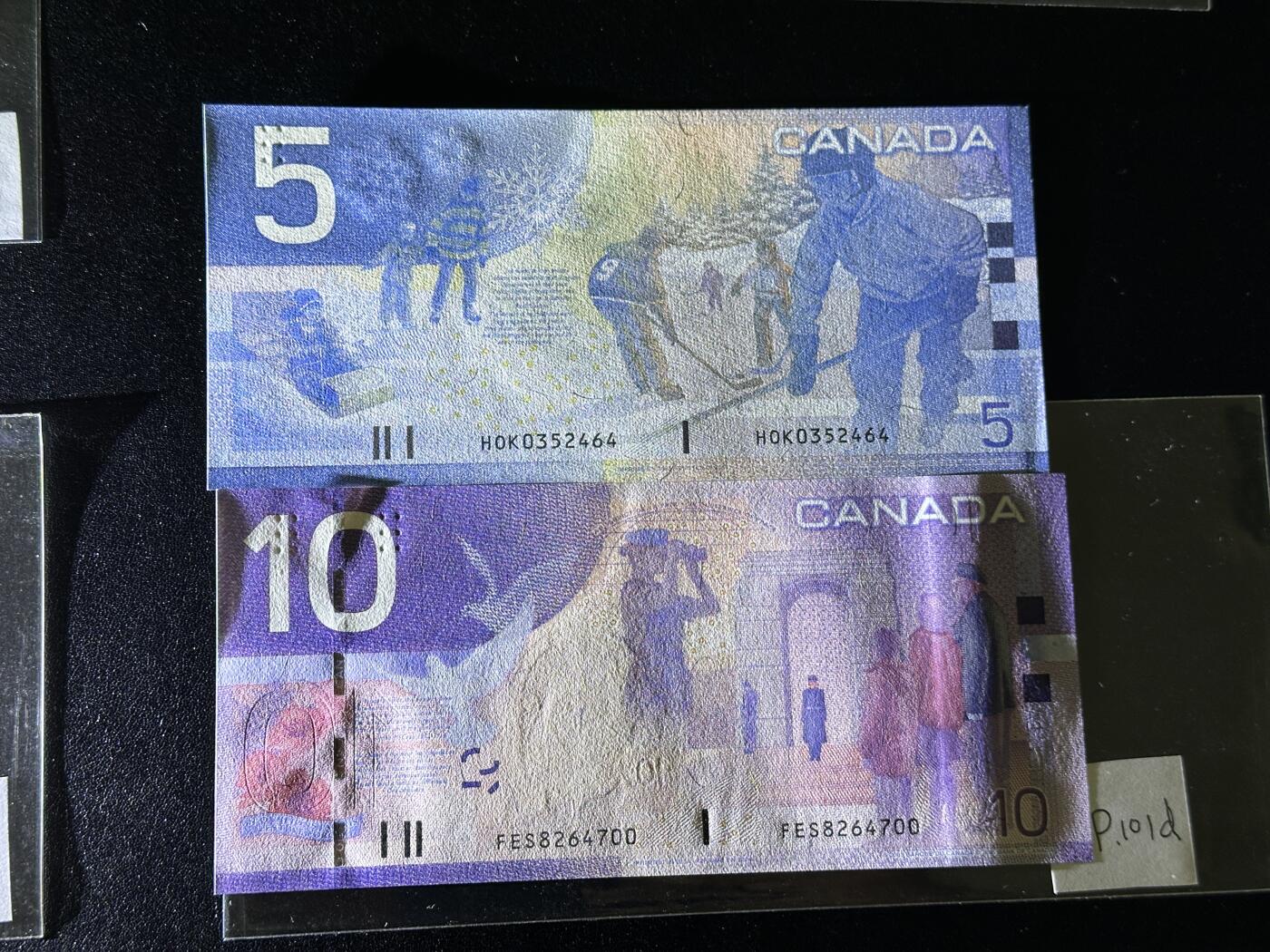 《外钞收藏家》第三百八十一期（美洲小专场） 加拿大2005年版5/10元	P101d-102A  全新UNC